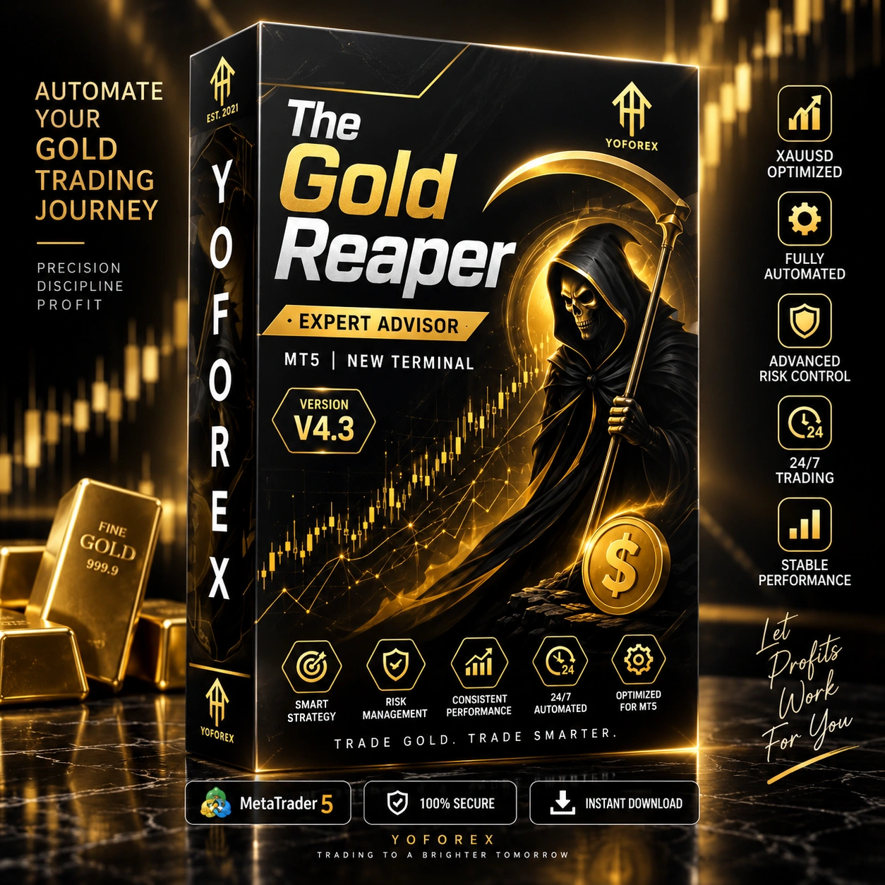 The Gold Reaper V4.5 MT4 MT5 XAUUSD Gold Breakout EA with SetFiles